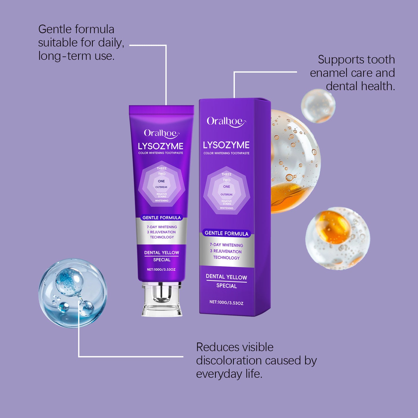 🦷Purple Toothpaste - Teeth Whitening & Stain Removal, Fresh Breath